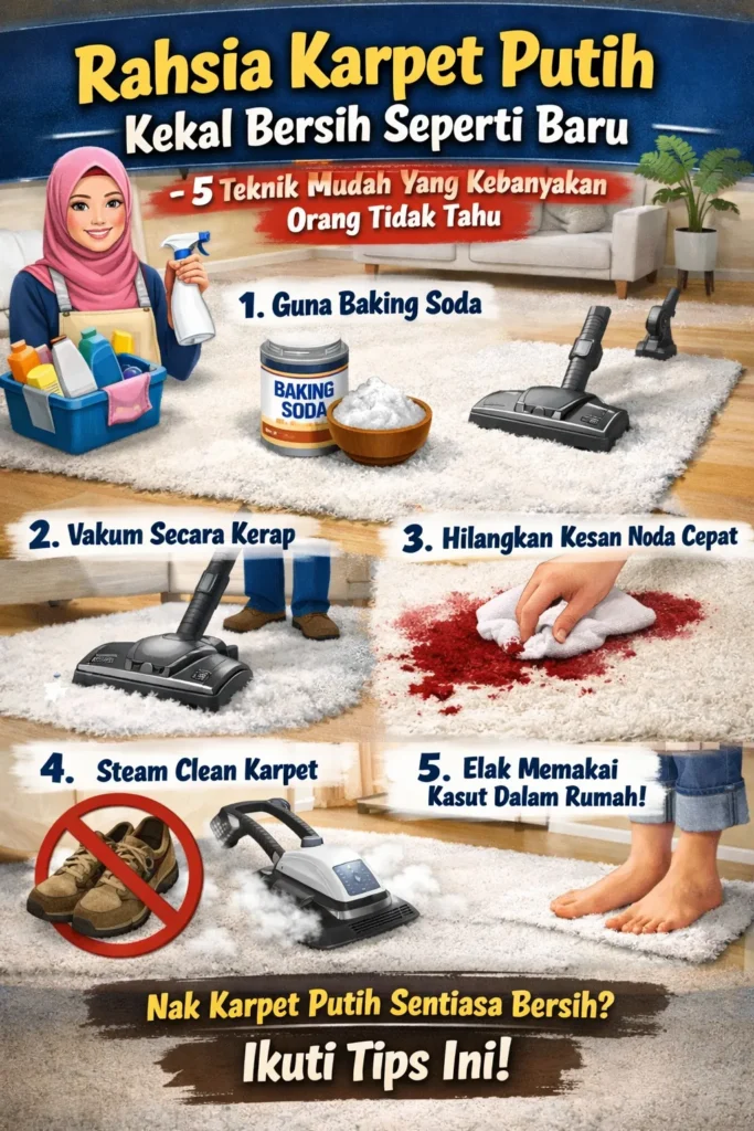 rahsia karpet putih kekal bersih seperti baru