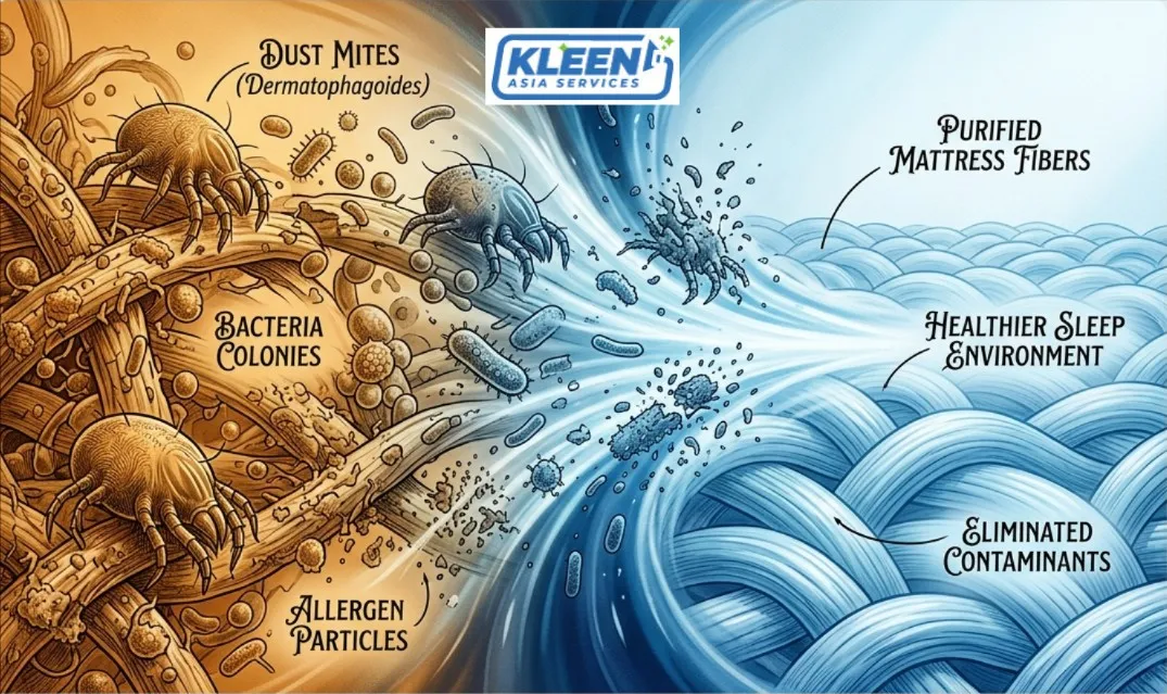 illustration of microscopic dust mites bacteria allergens