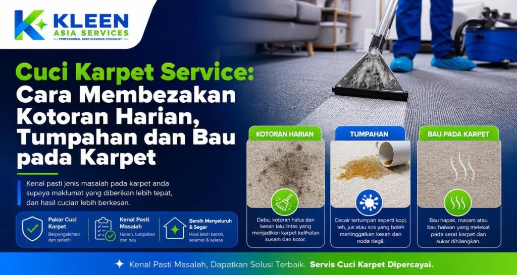 Cuci Karpet Service: Cara Membezakan Kotoran Harian, Tumpahan dan Bau pada Karpet - Kleen Asia Services