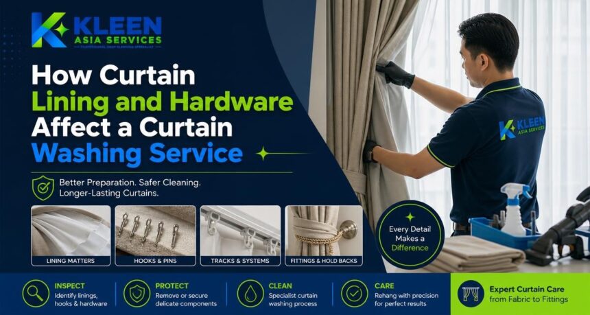 How Curtain Lining and Hardware Affect a Curtain Washing Service